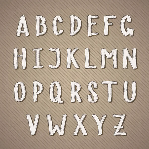 Cool Hand Drawed Light Beige Αλφάβητο Πινακίδες Που Vintage Στυλ — Διανυσματικό Αρχείο