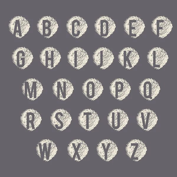 Бежевий Знак Алфавіту Встановлений Сірому Кольорі Ручного Розфарбованого Фону — стоковий вектор