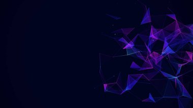 İş için fütüristik fon. Hareket eden parçacıklarla ağ bağlantısı siber uzayı. Büyük veri görselleştirmesi. Soyut siber güvenlik geçmişi. 3B görüntüleme.