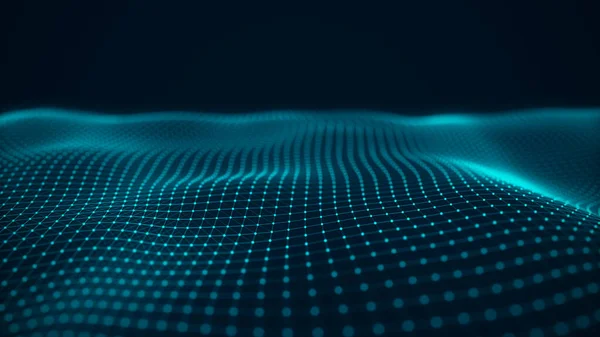 Ψηφιακό Κύμα Τεχνολογίας Σκοτεινός Κυβερνοχώρος Μπλε Κηλίδες Κίνησης Και Γραμμές — Φωτογραφία Αρχείου