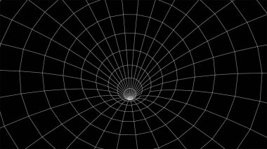 Soyut kablo siyah tünel. Solucan deliğini yönlendir. Üç boyutlu portal. Gelecekçi fantezi hunisi.