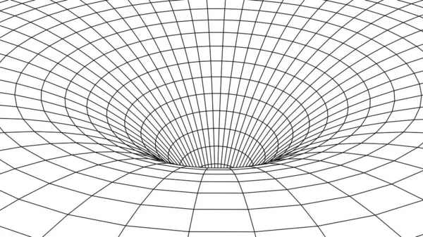 Túnel Branco Abstrato Wireframe Buraco Minhoca Vetorial Portal Funil Fantasia —  Vetores de Stock