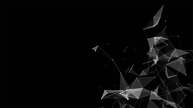 Vektör işleri fütüristik fon. Hareket eden parçacıklarla ağ bağlantısı siber uzayı. Büyük veri görselleştirmesi. Sanal güvenlik geçmişini özetle.