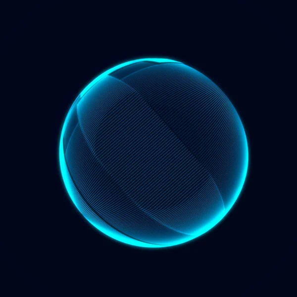 粒子と線を持つSci Fi青い球 概念ネットワーク接続 フレーム スフィア 抽象技術の背景 3Dレンダリング — ストック写真