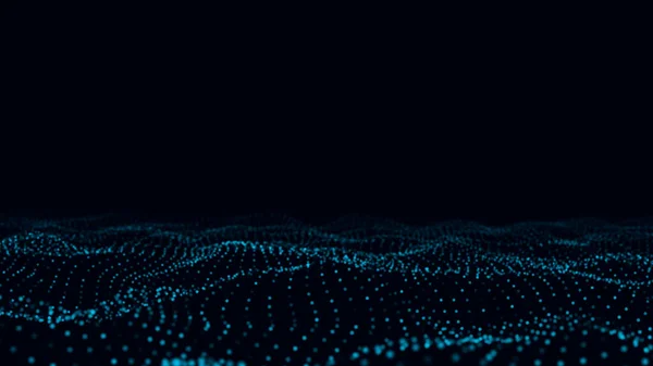 Fala Technologii Cyfrowej Ciemna Cyberprzestrzeń Niebieskimi Kropkami Liniami Futurystyczne Tło — Zdjęcie stockowe