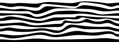 Psikedelik dalga optik illüzyonu. Siyah ve beyaz çizgilerle soyut vektör çarpıtılmış arka plan. İşlem sanatı desenleri.