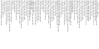 Matris teknolojisi geçmişi. İkili kodlu siber güvenlik. Rastgele beyaz sayılar hızla düşüyor. Şifre çözücü algoritmalar hacklendi. Büyük veri görselleştirmesi.