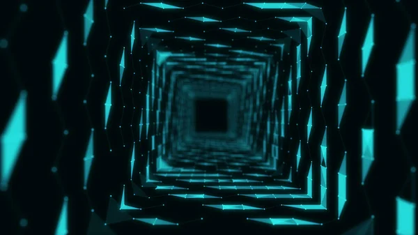 摘要科幻蓝隧道 虫洞吸收网络空间 3D门户 未来主义幻想高科技漏斗 3D渲染 — 图库照片