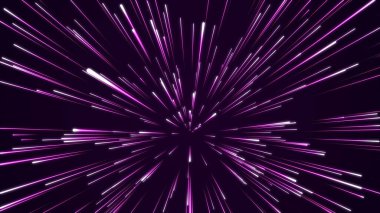 Soyut hiper hız arkaplanı. Büyük veri siber uzayının hareketleri. Dinamik sıçrama pembe ışık hatları hızlanıyor. Işığın gelecekteki patlaması. Renkli ışınlar hareket halinde. 3B görüntüleme.