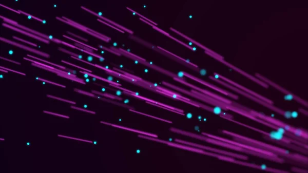 数字数据库网络空间 解码算法侵入了软件 具有移动粉红粒子的网络安全 大数据可视化 3D渲染 — 图库照片