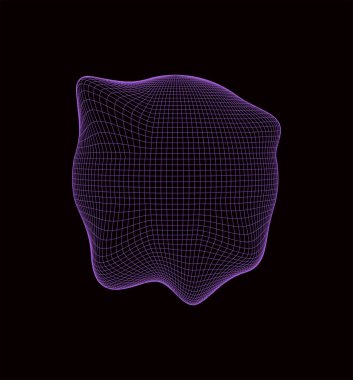 Pembe küreli vektör bilim kurgu küresi. Parçacıklar ve hatalı çizgiler. Ağ bağlantısını kavra. Çerçevelenmiş şekil. Soyut teknoloji arkaplanı.