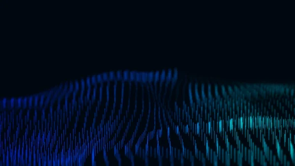 Цифрова Технологія Хвиля Темний Кіберпростір Кольоровими Точками Руху Лініями Футуристичний — стокове фото