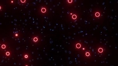 Koyu arkaplanda renkli desen ve kusurlu daireler. Farklı dünyalar arasında gürültü efektiyle soyut bir hareket. Matris veya ikili kodlu ekran dokusu. 3B görüntüleme.