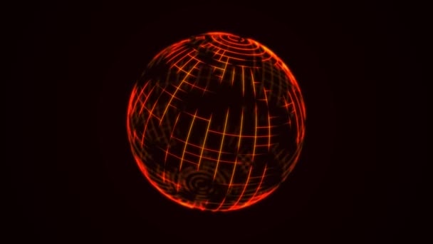 Sci Orange Sphere Particles Concept Network Connection Frame Sphere Abstract — Αρχείο Βίντεο