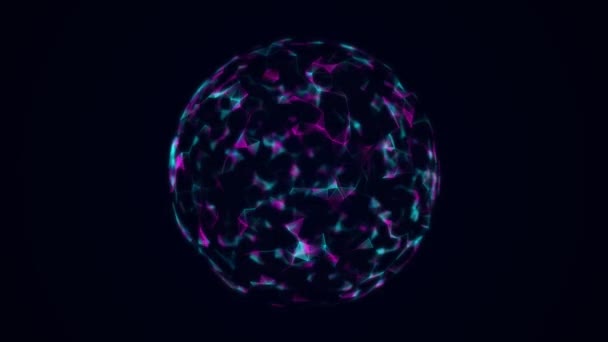 Μπλε Σφαίρα Επιστημονικής Φαντασίας Σωματίδια Αντίληψη Σύνδεσης Δικτύου Σφαίρα Πλαισίου — Αρχείο Βίντεο