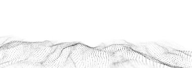 Digital technology white wave. Light cyberspace with motion dots. Futuristic digital background artificial intelligence. Big data analytics. 3d rendering.