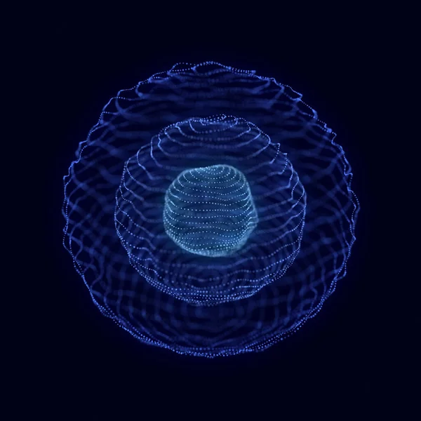 Sci Colorful Sphere Particles Lines Concept Network Connection Frame Sphere — 图库照片