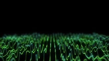 Hisse senedi, döviz, yatırım ya da kripto para birimi şeması. İş geçmişi. Soyut müzik dalgası. Renkli noktalı ses eşitleyici. 3d oluşturma.