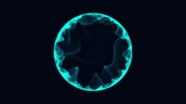 Parçalı bilim kurgu mavi küre. Ağ bağlantısını kavra. Çerçeve küresi. Soyut teknoloji geçmişi. 3d oluşturma.