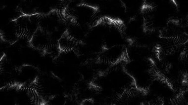 Digital technology wave top view. Dark cyberspace with black motion dots. Futuristic digital background. Big data analytics. 3d rendering.