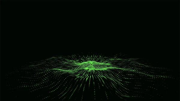 추상적 소리는 점들로 진동한다 움직이는 입자가 어두운 사이버 Vector Futuristic — 스톡 벡터