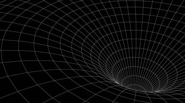 Soyut kablo siyah tünel. Solucan deliğini yönlendir. Üç boyutlu portal. Gelecekçi fantezi hunisi.