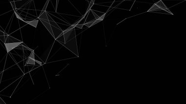 Vektör işleri fütüristik fon. Hareket eden parçacıklarla ağ bağlantısı siber uzayı. Büyük veri görselleştirmesi. Sanal güvenlik geçmişini özetle.