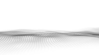 Dijital teknoloji beyaz dalga. Hareket noktaları ve çizgileri olan hafif siber uzay. Fütürist dijital arka plan yapay zeka. Büyük veri analizleri.