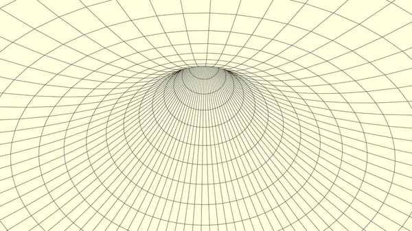 Abstrakter Weißer Tunnel Mit Drahtgitter Vektorwurmloch Portal Futuristischer Fantasytrichter — Stockvektor