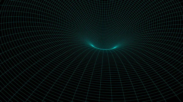 Túnel Azul Abstrato Wireframe Buraco Minhoca Vetorial Portal Funil Fantasia — Vetor de Stock