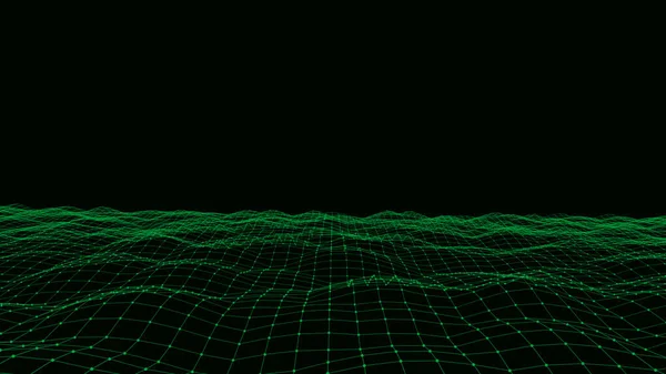 Onda Tecnología Digital Vectorial Ciberespacio Oscuro Con Puntos Líneas Movimiento — Archivo Imágenes Vectoriales