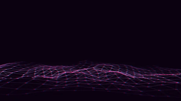 Векторна Хвиля Цифрових Технологій Темний Кіберпростір Крапками Лініями Глюка Футуристичний — стоковий вектор