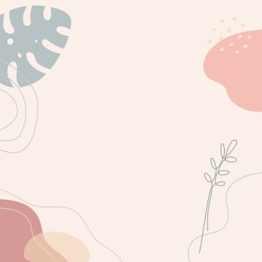 Modern trend vektör illüstrasyonu Soyut minimalist şekiller Canavar yaprağı bitkileri basit biçimlendirilmiş unsurlar Pastel renkleri