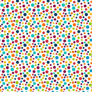 Polka Nokta Vektörü Kusursuz Desen. Benek dairesi kabarcık dokusu. Renkli soyut arkaplan tasarımı