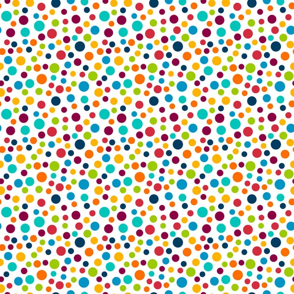 ( 영어 ) Polka Dot Vector Seamless Pattern. 원 모양의 거품 질감을 찾아내 세요. 다채 로운 추상적 인 배경 디자인 — 스톡 벡터