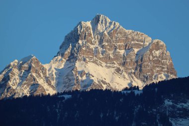 mavi, dağ, gökyüzü, kar, taş, kış, ağaçlar, güneş