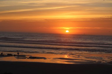 Deniz, dalga, günün sonu, taş, plaj, güneş, bulut, su, günbatımı, portakal