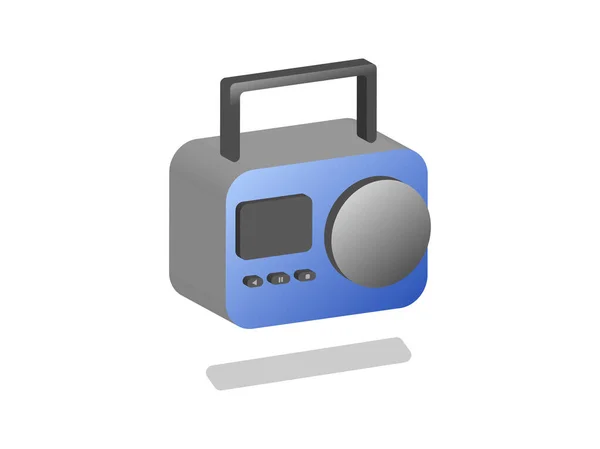 Isometric Old Vintage Radio Blue Color Floating Isolated White Vector — Image vectorielle