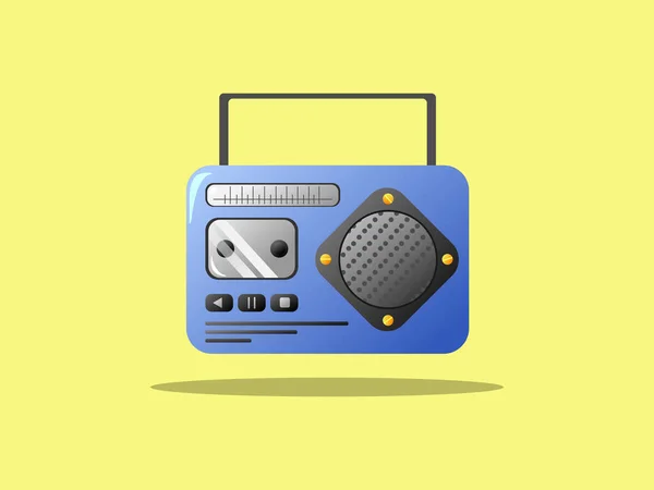 Illustration Blue Vintage Radio Tape Floating Icon Concept Design Isolated — Image vectorielle