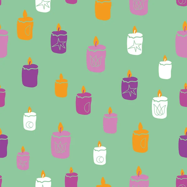 Sage green candles seamless pattern print — Stock Photo, Image