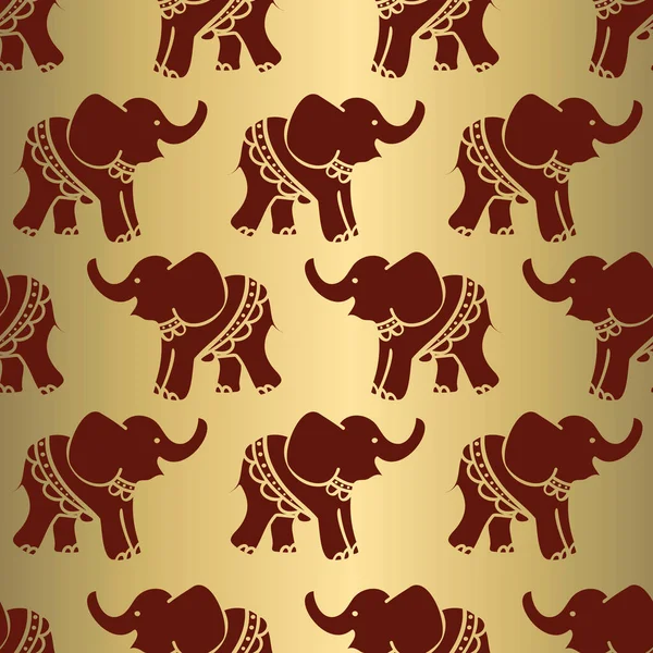 Gold elephant seamless pattern print background — Stock Vector