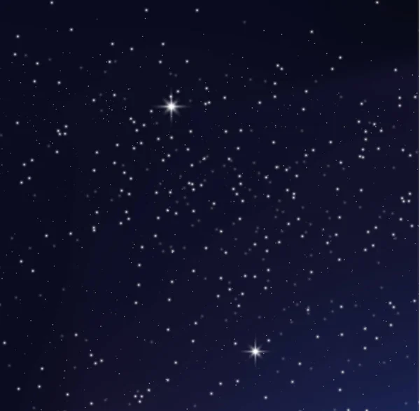 Noc Świeci Gwiaździstym Niebem Niebieskie Tło Przestrzeni Gwiazdami Kosmosem Błyszczące — Wektor stockowy