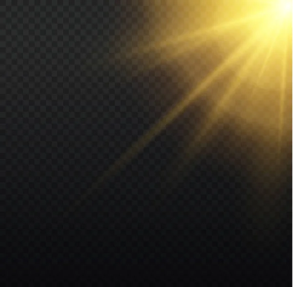 Сияющие Солнечные Лучи Блики Линз Размытость Движении Сверкает Бликами Gold — стоковый вектор