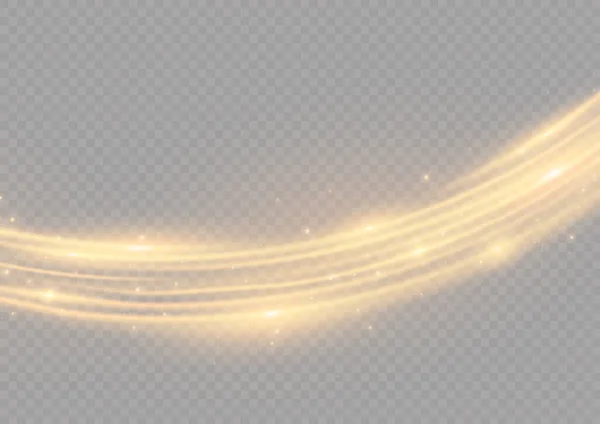 Magic Stardust Golden Wave Beautiful Sparkle Light Blur Trail Swirl — Stock Vector