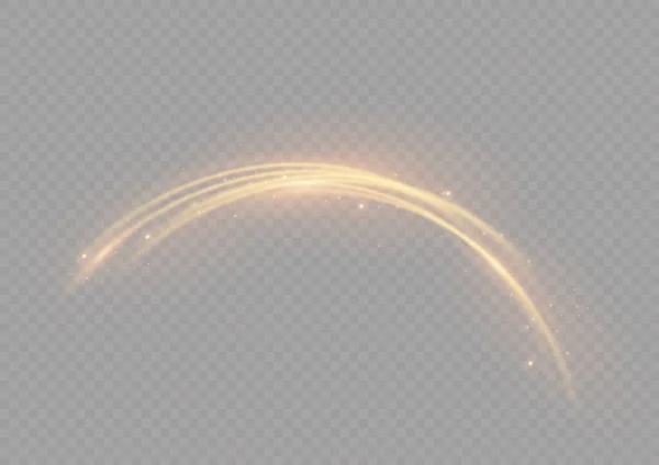Poussière Magique Onde Dorée Belle Lumière Scintillante Flou Sentier Effet — Image vectorielle