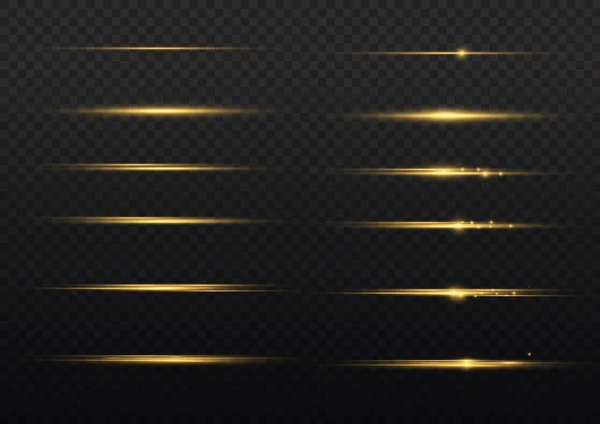 Вспышки Блески Сверкающая Линия Светящиеся Золотые Линии Прозрачном Фоне Золотые — стоковый вектор