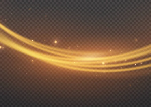 Magic Stardust Golden Wave Beautiful Sparkle Light Blur Trail Swirl — Stock vektor