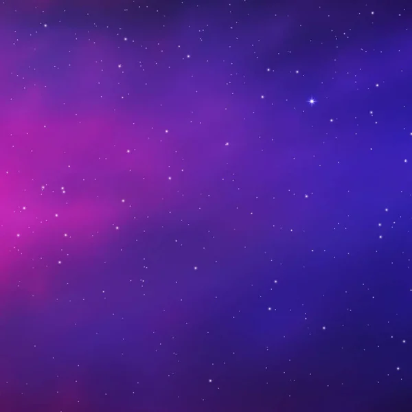 夜空に輝く夜 星や宇宙を背景にした青い空間 星雲のある紫色の宇宙星 夜空の星は背景として使われます Webバナーの概念 ベクターイラスト — ストックベクタ