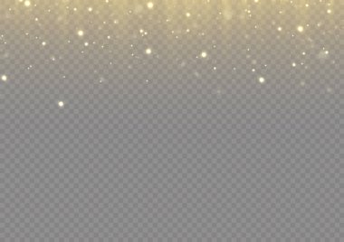 Uçan altın tozlar dikey çizgilerin parlayan konfeti noktaları. Parıltı, parıltı tasarımı. İzlerle kıvılcımlar saçar. Tatil ışığı dikey sarı çizgi, karnaval çelengi, altın yağmuru. Vektör