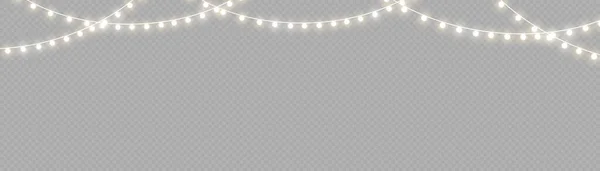 Xmas New Year Golden Garlands Glowing Bulbs Glowing Lights Christmas — Vector de stock